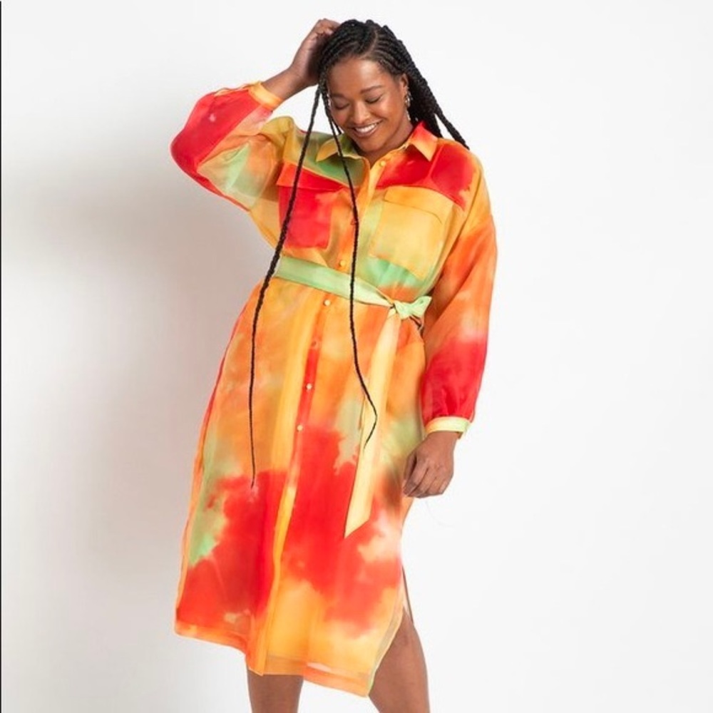 Organza Duster Jacket by Eloquii in Die Hard Tie Die 14/16